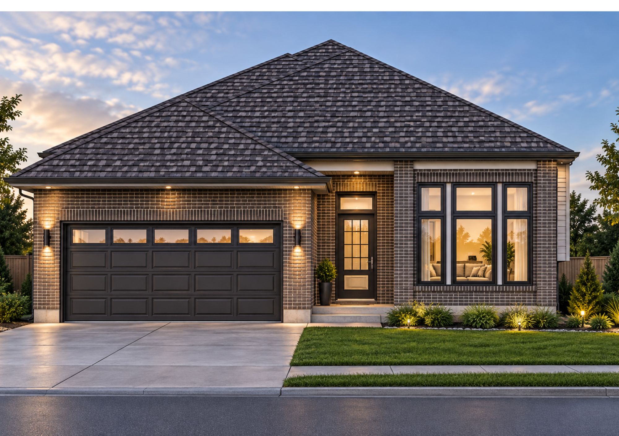 Oxford View bungalow exterior at dusk