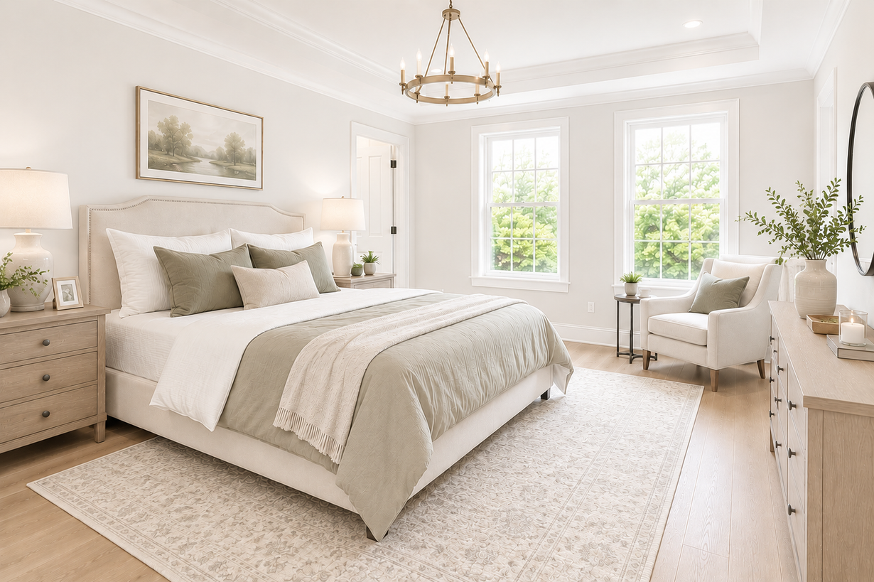 Bright primary bedroom