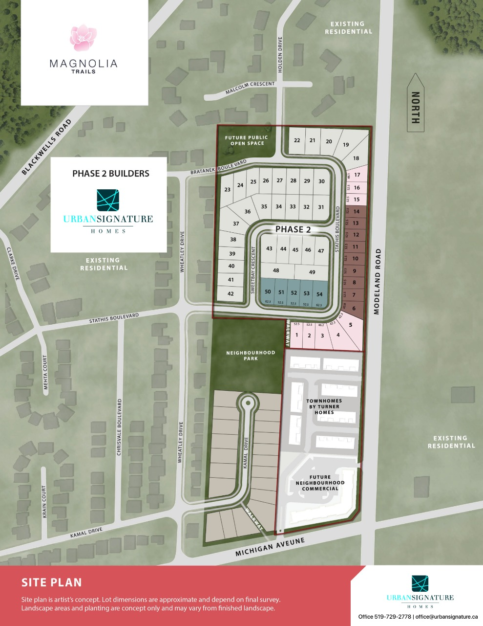 Magnolia Trails community site plan showing lot layout